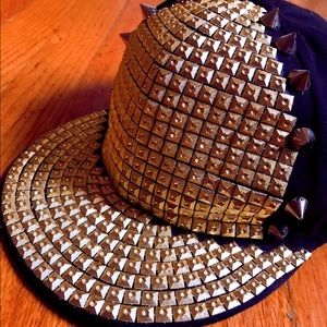Gold studded spikes couture cap